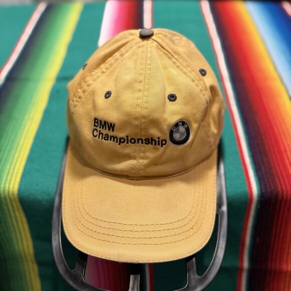 Ahead Other - Vintage Rare Ahead BMW Championship Yellow Golf Hat Classic Cut Strap back OSFA